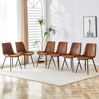 suede backrest cushion dining chair, metal legs, curved widened cushion design, more comfortable, suitable for restaurants, kitchens, bedrooms, offices. (6 chairs) 0502