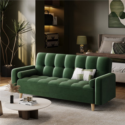 Moda Form 185CM 3 Seater Convertible Settee Sofa Bed With Armrests and 2 Bolster Pillows,