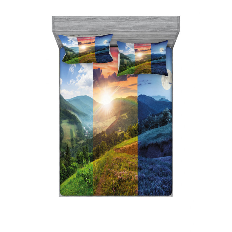 Ensemble de draps Foggy Mountain Forest, Ensemble de draps grand lit + 2 taies d'oreiller
