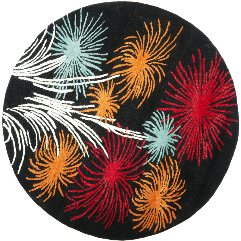 Tapis floral en laine et viscose touffeté à la main Candelo Soho, Rond 6 pi