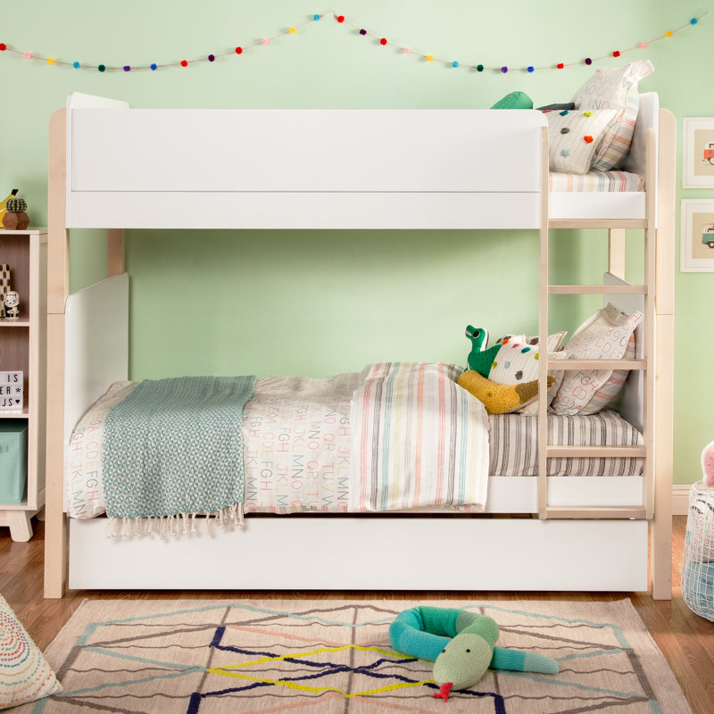  TipToe Convertible Bunk Bed, White/Light Brown