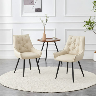 Chaises de salle à manger, chaise de cuisine en métal brun, chaise à dossier plat (brun clair, ensemble de 2)