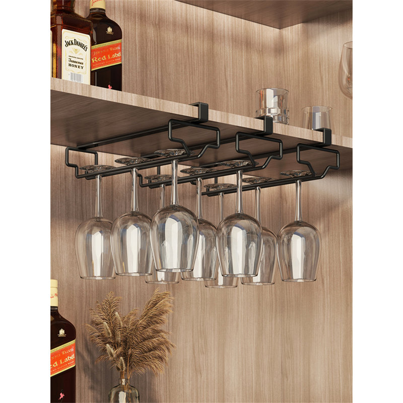Donalda Wall Mounted Wine Glass Rack Black