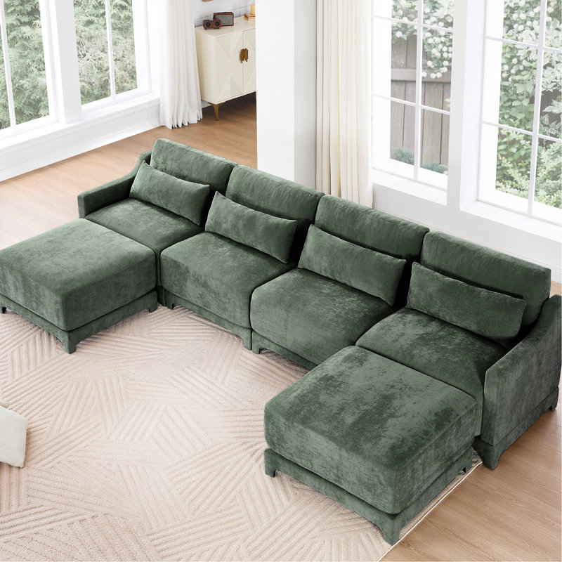 Quatre places avec soutien lombaire élégant, mobile, en bois, assise ergonomique, configuration personnalisable pour différents espaces en chenille, coussins, base en bois massif, dossier, configuration