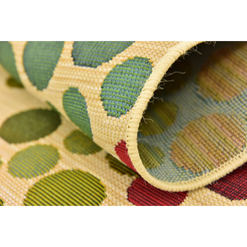 Deweese Geometric Green/Beige/Red/Turquoise Indoor / Outdoor Area Rug, Octagon 5'3" x 5'3"