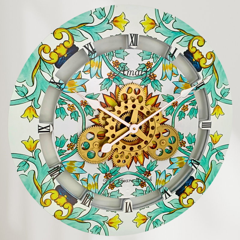 Amalfi 24" Multicolor Oversized Wall Clock with Real Moving Gears