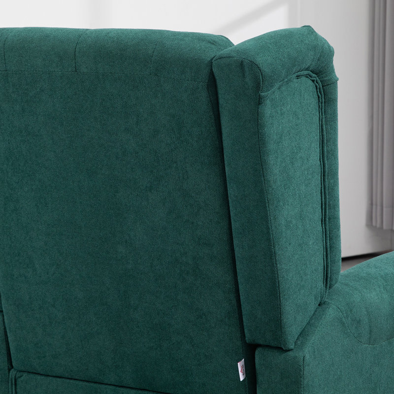Fauteuil d'appoint capitonné à dossier haut HOMcom, avec accoudoirs rembourrés arrondis et siège rembourré épais, vert foncé