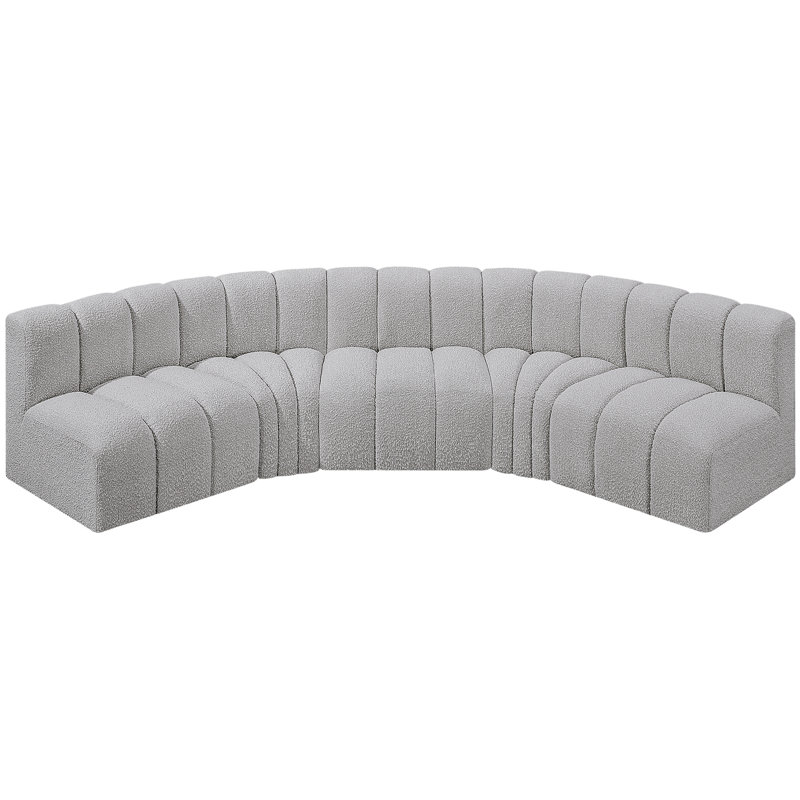 Canapé et méridienne rembourrés Hridaan, Tissu gris bouclé