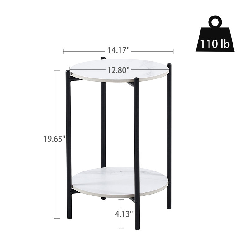Rahn Stone Top End Table, Black, Black, Glass
