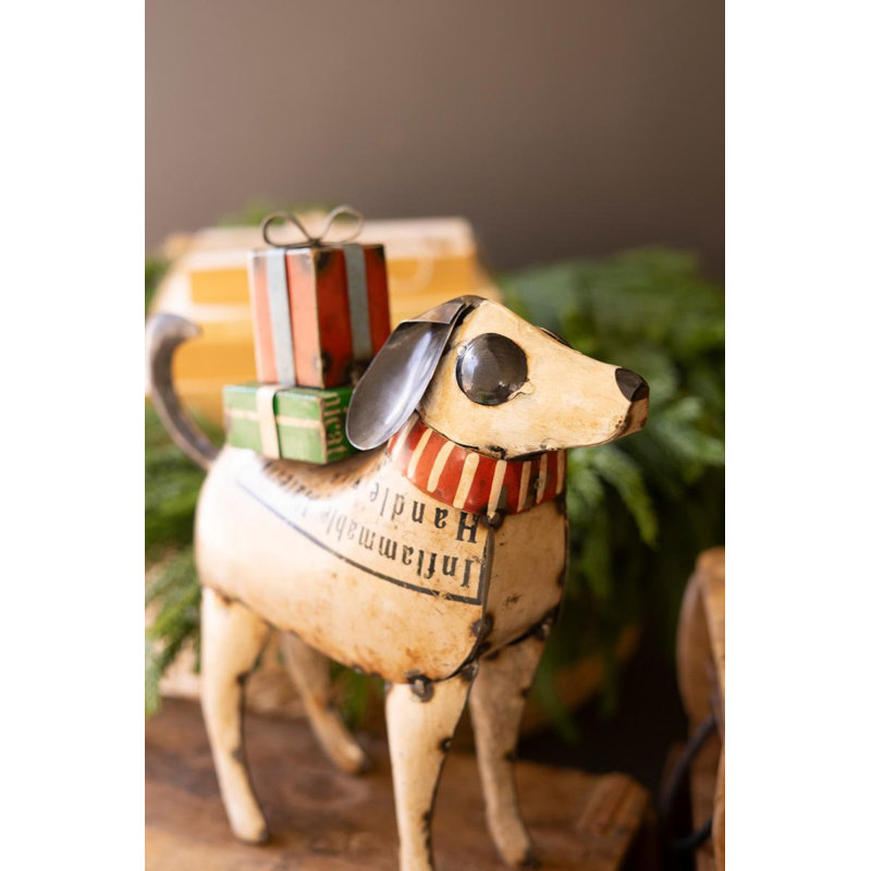 ENSEMBLE DE DEUX CHIENS DE NOEL EN MÉTAL RECYCLÉ
