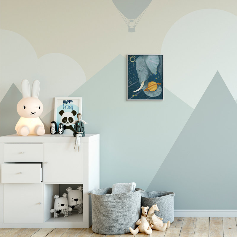 Constellations extra-terrestres, éléphant tenant Saturne, H 14 po x l 11 po x P 1,5 po, Estampe numérique Farmhouse