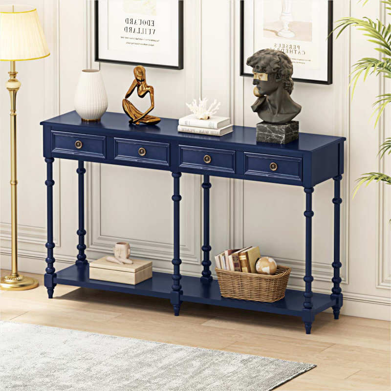 Buffet console rétro avec tiroirs et tablette inférieure 59,06 "Cortavius, Bleu