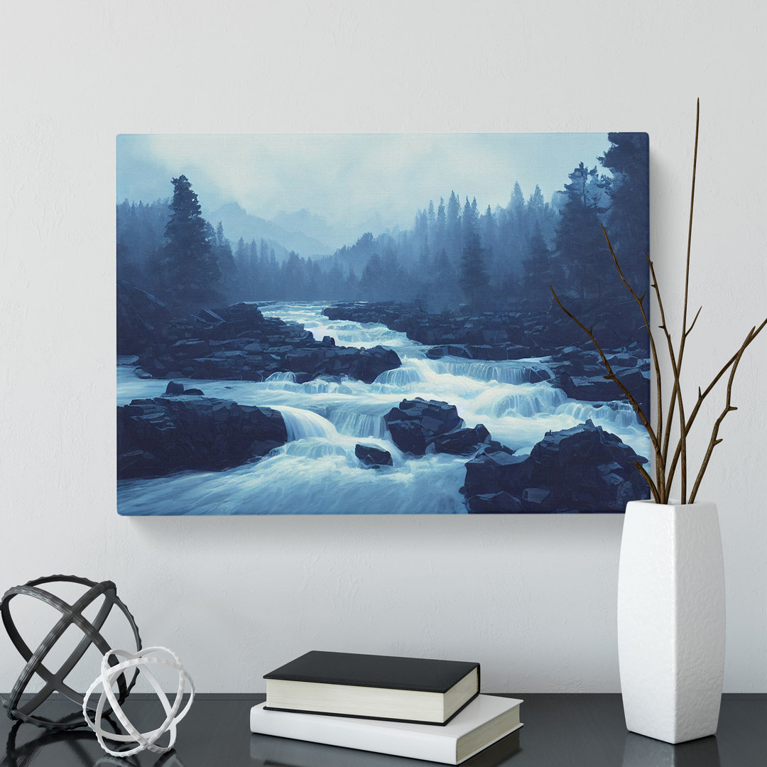 Wild Forest Stream - Grafik auf Leinwand gewickelt