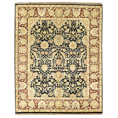 High-Quality Hand-Knotted Black And Red Area Rug