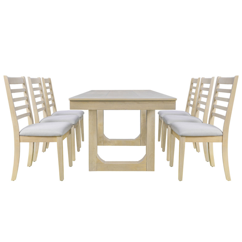Ensemble de table de salle à manger extensible 7 pièces, Gris naturel