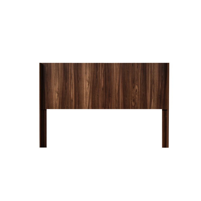 Queen Size Headboard Of Walnut, Modern With Wall - Mounted Fluted Panel And 3D Panel, Elegant Real Wood Appearance, Easy Setup Wingback Style Details, Realistic Surface, Quick To Assemble