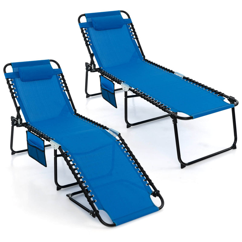 Chaise longue d'extérieur en métal Wetumka, Bleu