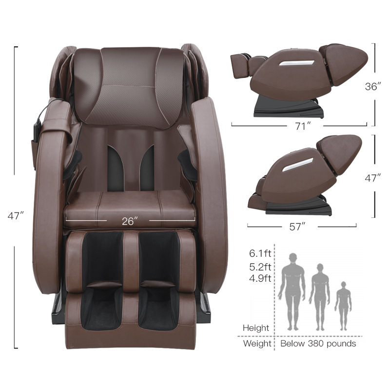 Fauteuil de massage inclinable chauffant en similicuir, Similicuir brun
