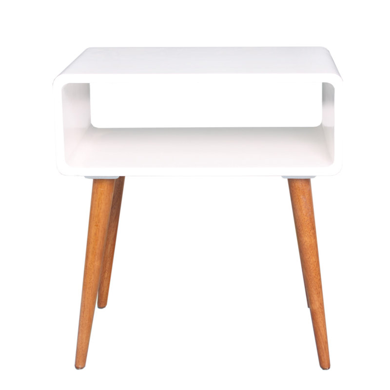 Solid Wood End Table, White