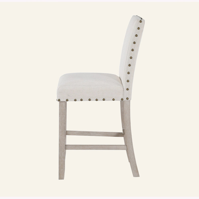 Tabouret de bar Marian (ensemble de 2), Naturel, Gris foncé