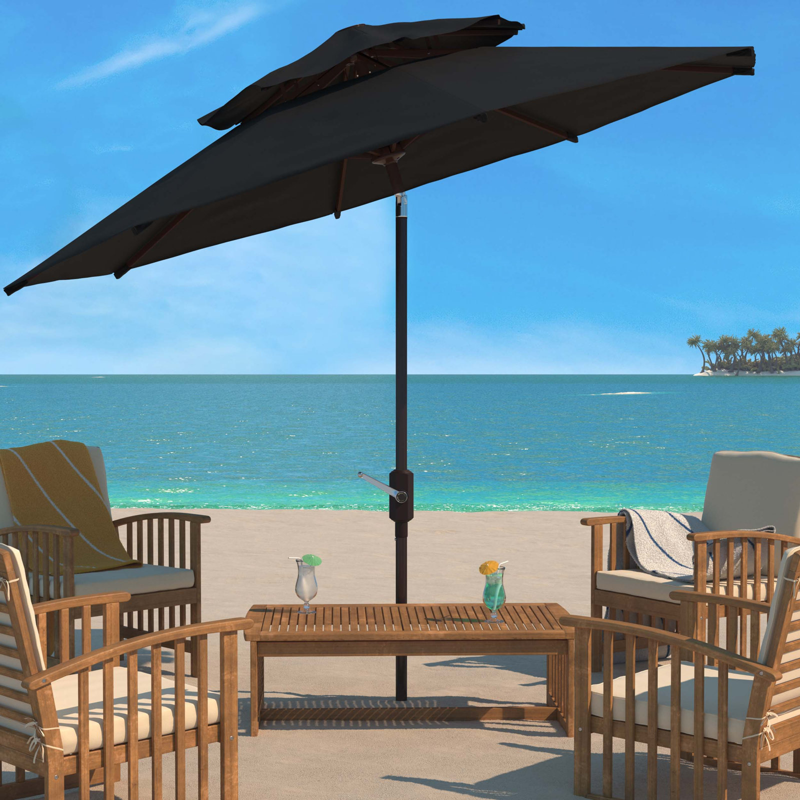 Verano 108'' Outdoor Umbrella, Black