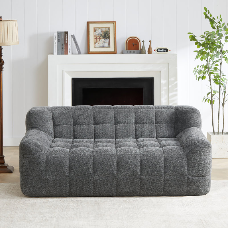 Liyasi Full Compression Sofa, Black Corduroy