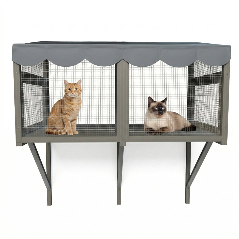 Cat Catio, utilisation extérieure avec toit résistant aux intempéries, bois massif