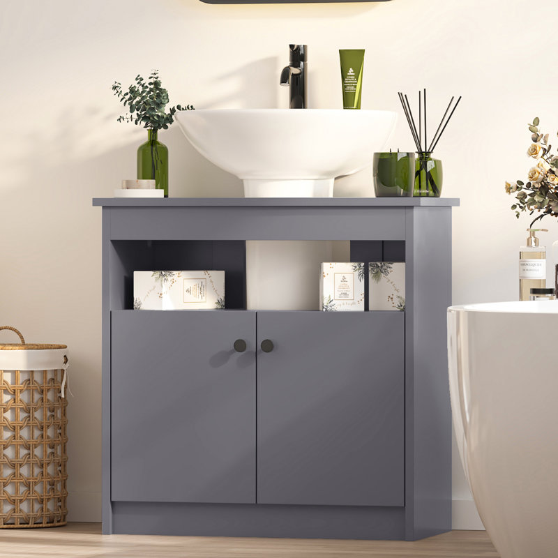 30cm Single Bathroom Vanity Base Only, Grey