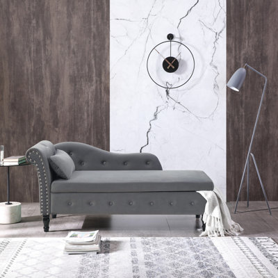 Chaise longue en velours avec rangement 2 en 1 Adrielle Velvet Bureau et hôtel. Coussins spacieux, couvertures,