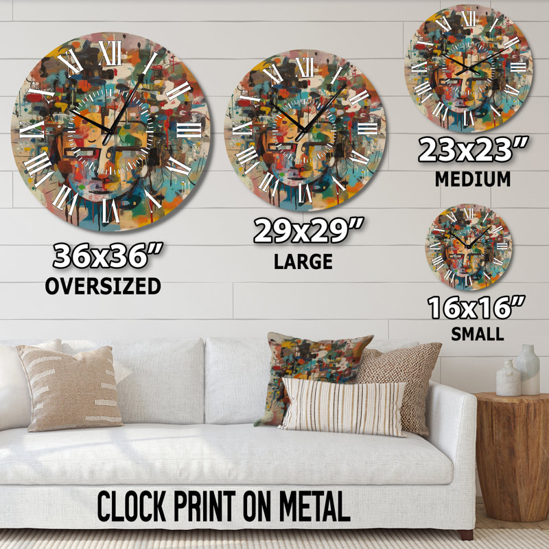 Abstract Face II - horloge murale, Grand