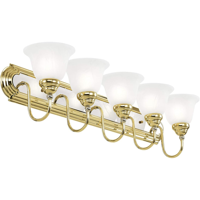 Éclairage pour meuble-lavabo 5 lumières Andelka, Laiton poli / chrome poli