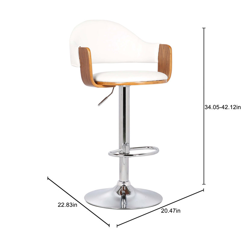 Lipe Swivel Adjustable Height Bar Stool, White