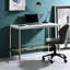 Bureau d'écriture moderne blanc et or avec port pour une option rectangulaire contemporaine de bureau productif