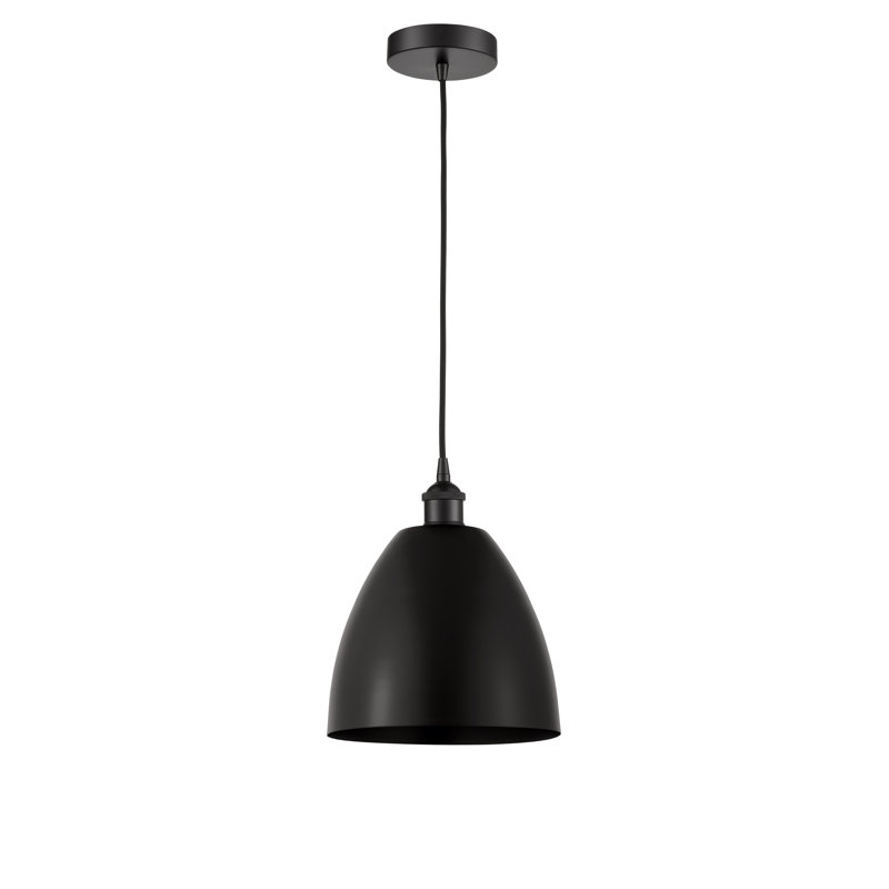 Luminaire suspendu conique à 1 lumière, Noir mat, Noir mat, H 12,88 po x l 9 po x P 9 po