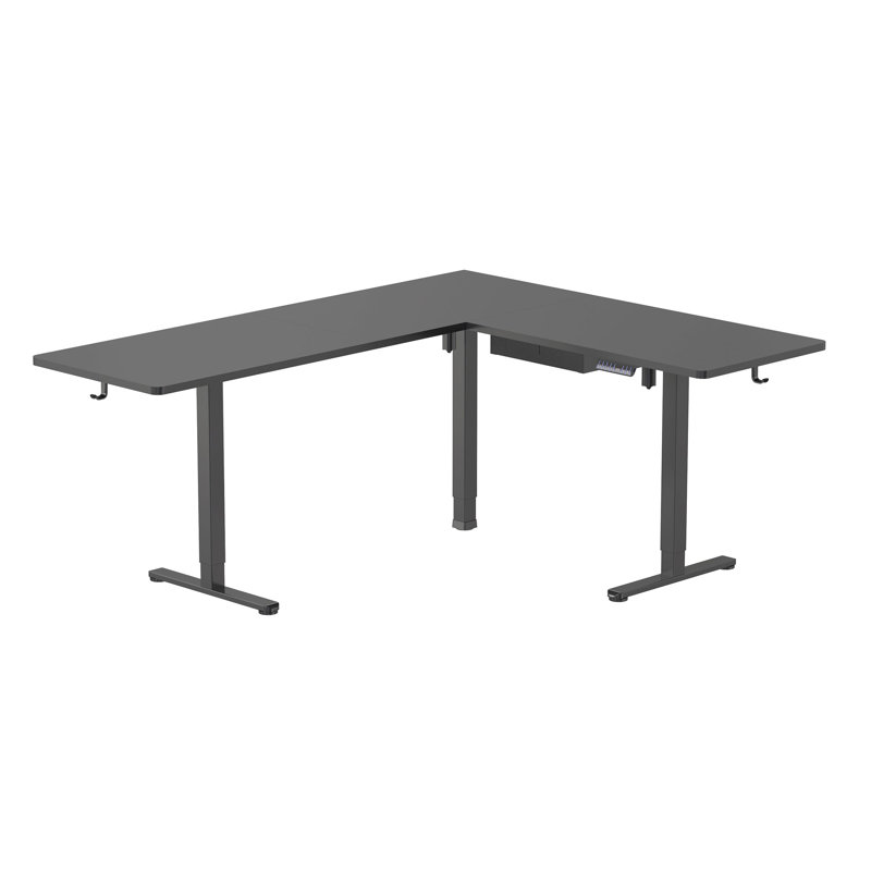 XL Electric Height Adjustable Corner Standing Desk, Black/Black