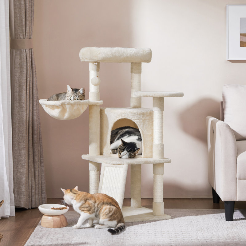Arbre à chat 42 po pour petits et moyens chats Davalos, Beige