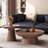 Nesting Round Coffee Table, Wood Cocktail Tables with Ash Side Table(Set of 2)