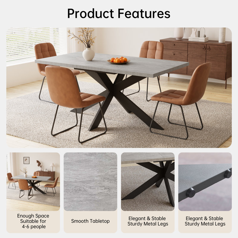 Derose Kitchen Dining Set, Extendable Dining Kitchen Table with Dining Chairs, Brown, 5 Pieces: Table, 4 Chairs