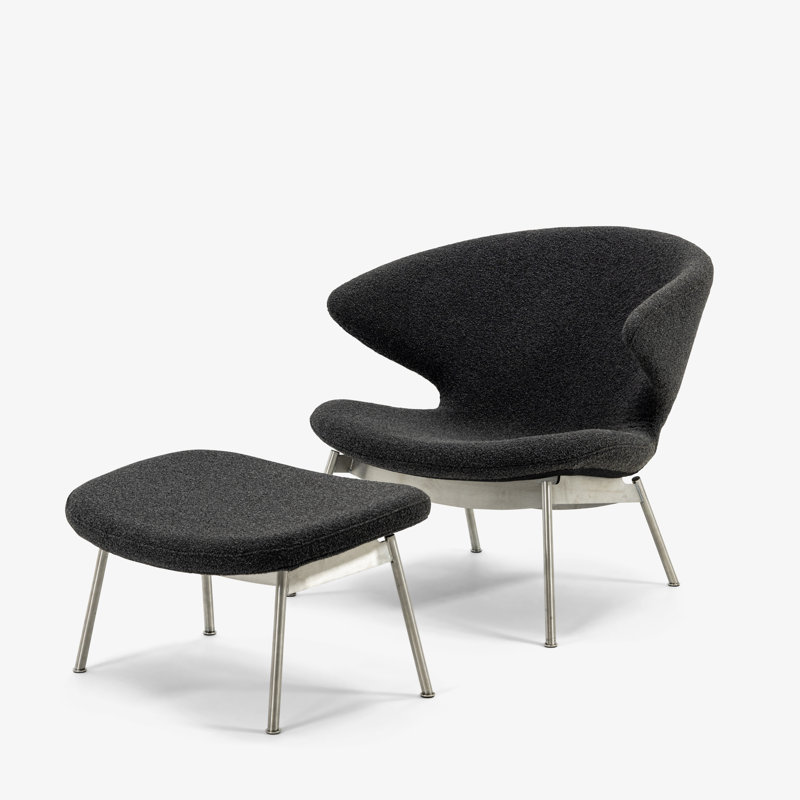 Ella Boucle Chair, Slate Boucle, Stainless Steel