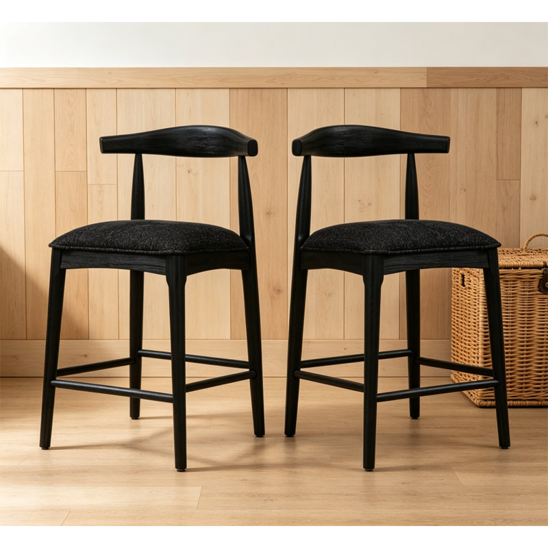 Ensemble de tabourets de bar modernes, Noir, Tabouret de bar (siège d'une hauteur de 30,5 po), Noir