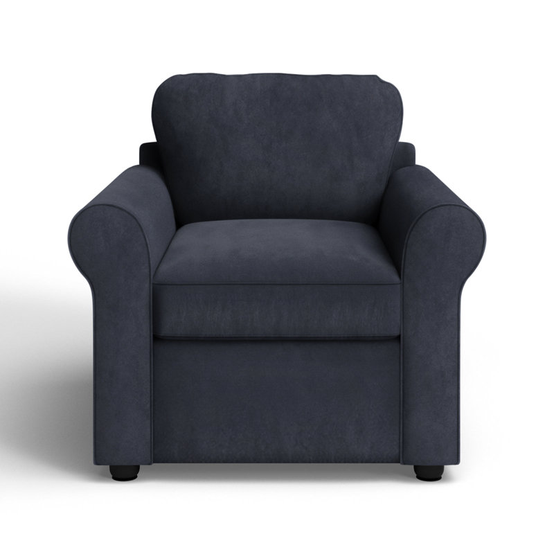 Warrington Upholstered Armchair, Nave Marine Performance Distressed Velvet