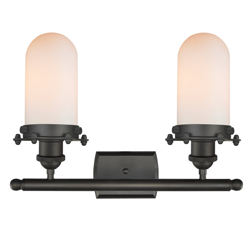 Éclairage pour meuble-lavabo 2 lumières Farview, Blanc mat, DEL, Bronze huilé