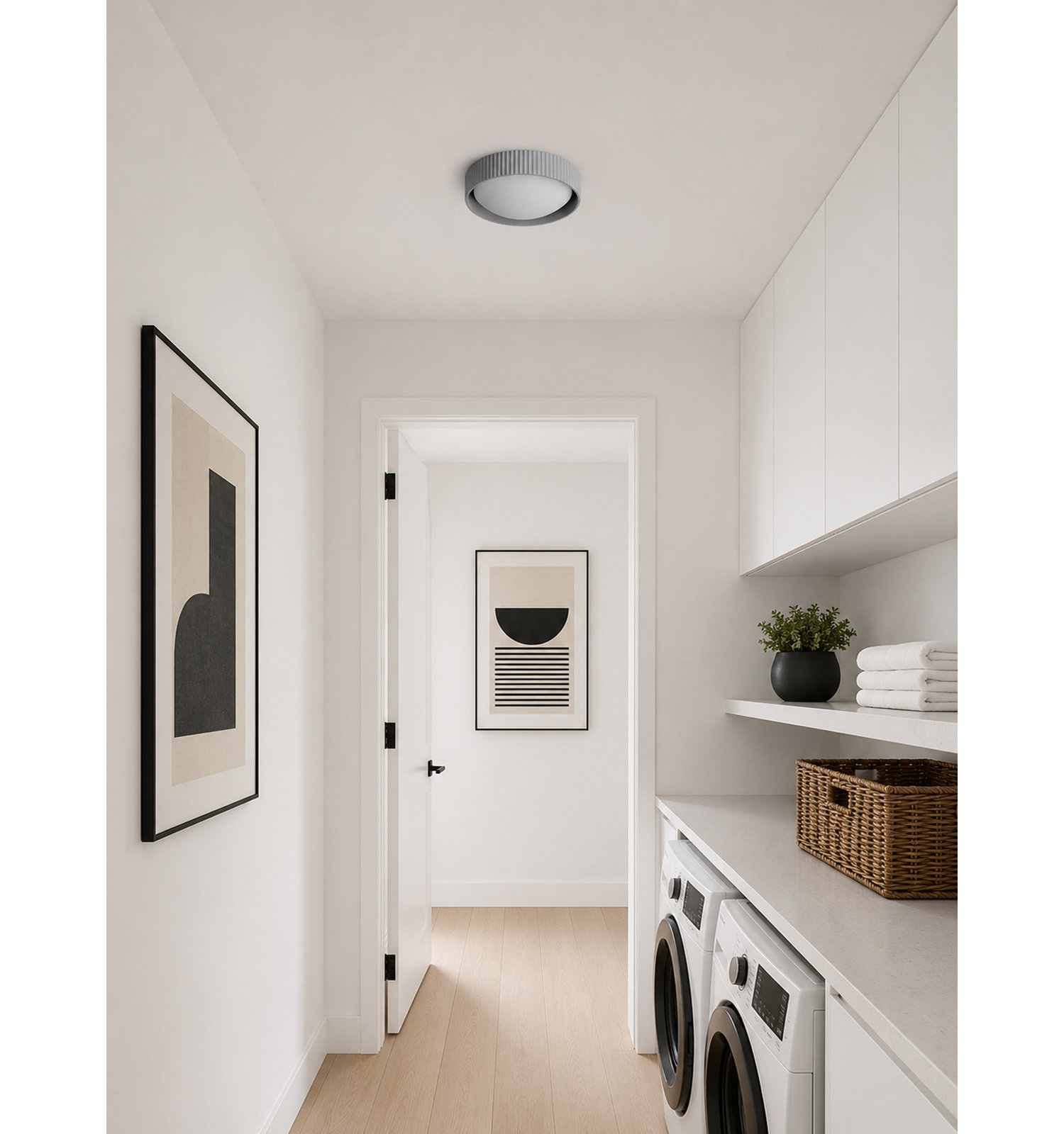Carran Single Light Flush Mount, Gray