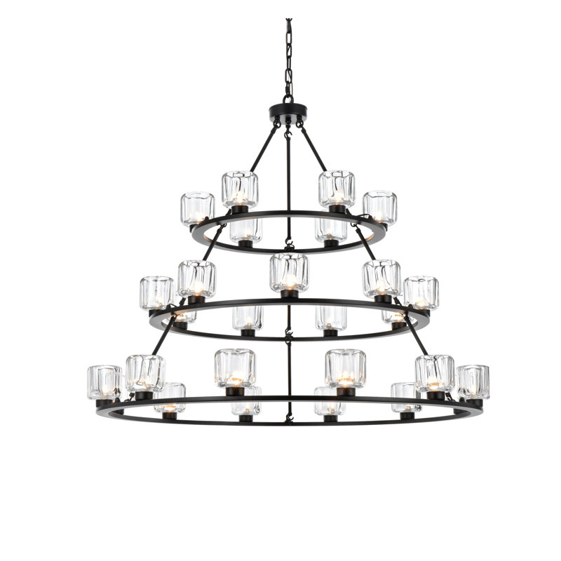 Lustre à trois niveaux Enrique , Noir, noir, noir, noir