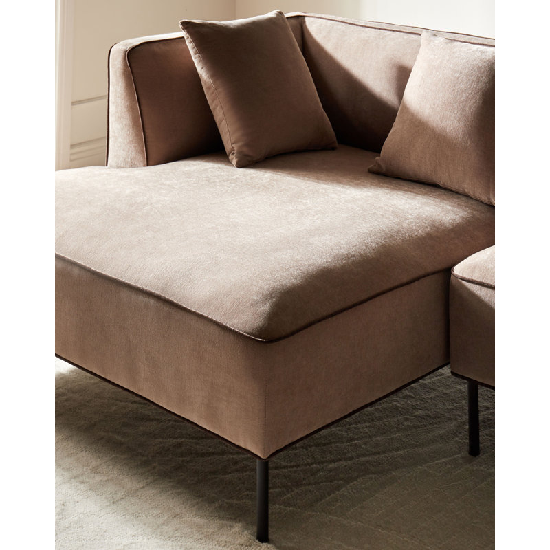 3 Seater Corner Sectional, Left Hand Facing, Light Brown
