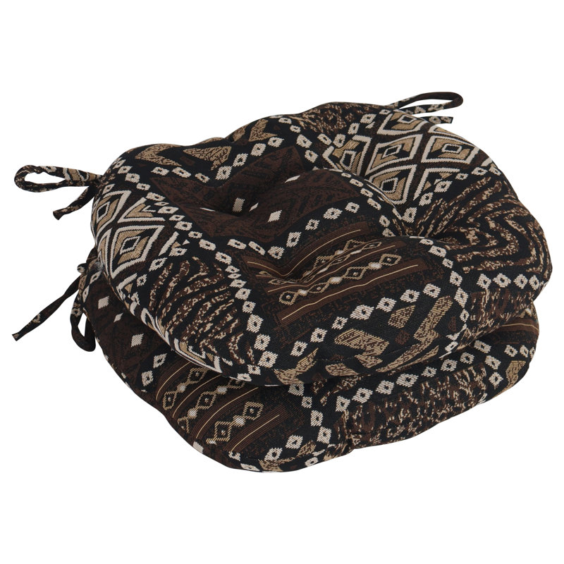 16-Inch Round Woven Tapestry Tufted Chair Cushions (Set Of 2)