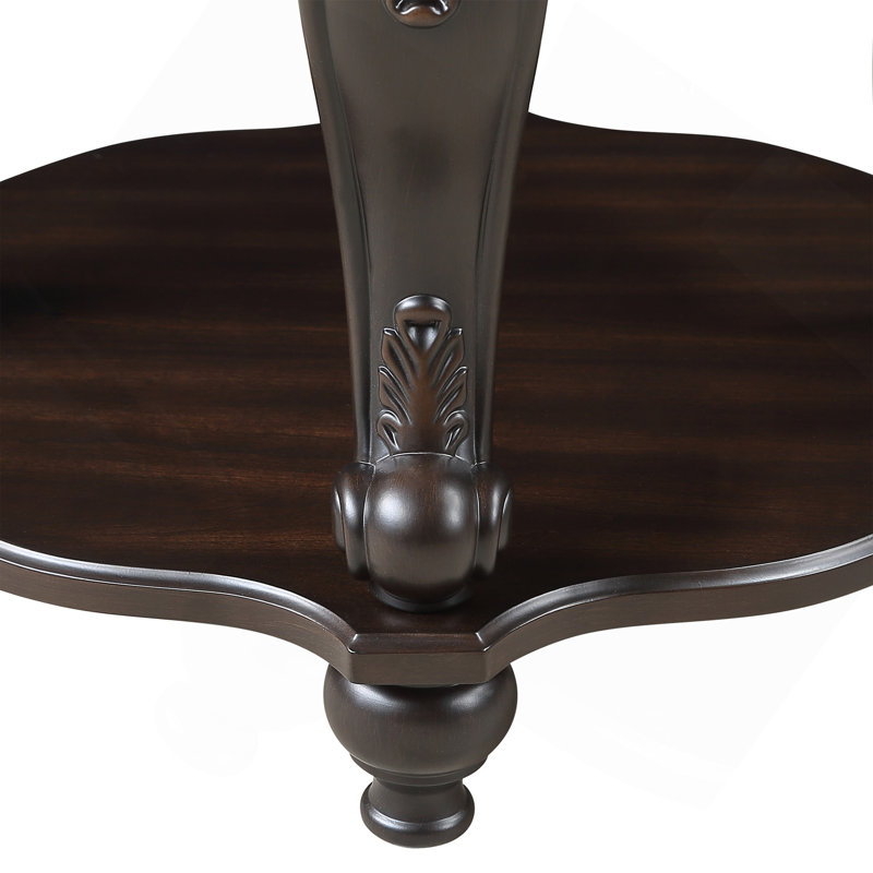 Table de bout ronde 22 po, canapé en bois avec tablette, table de coin de salon facile à assembler, espresso
