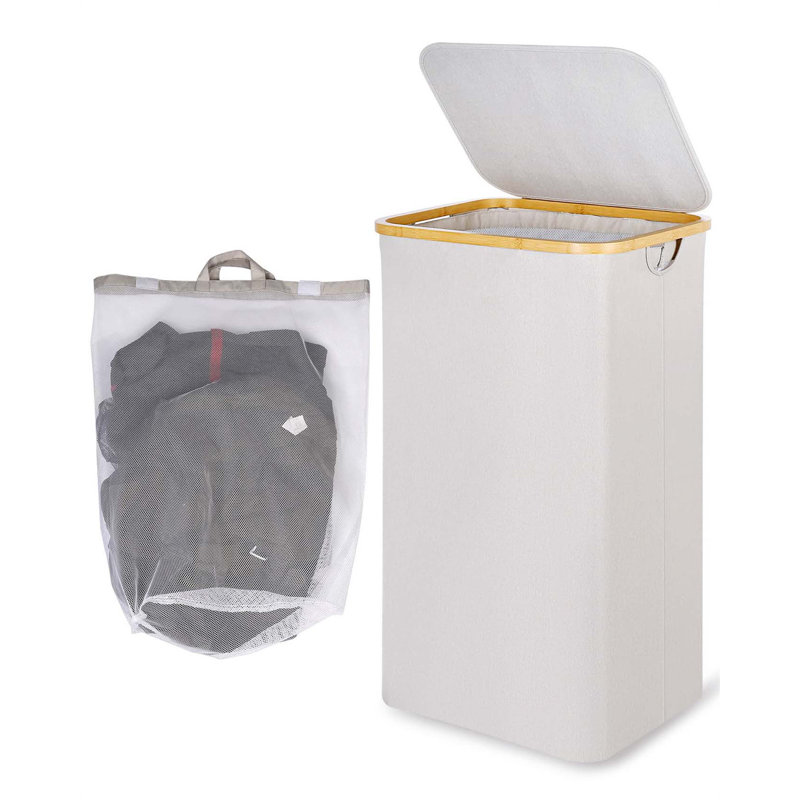 Bhargava Laundry Hamper with Handles, Light Grey