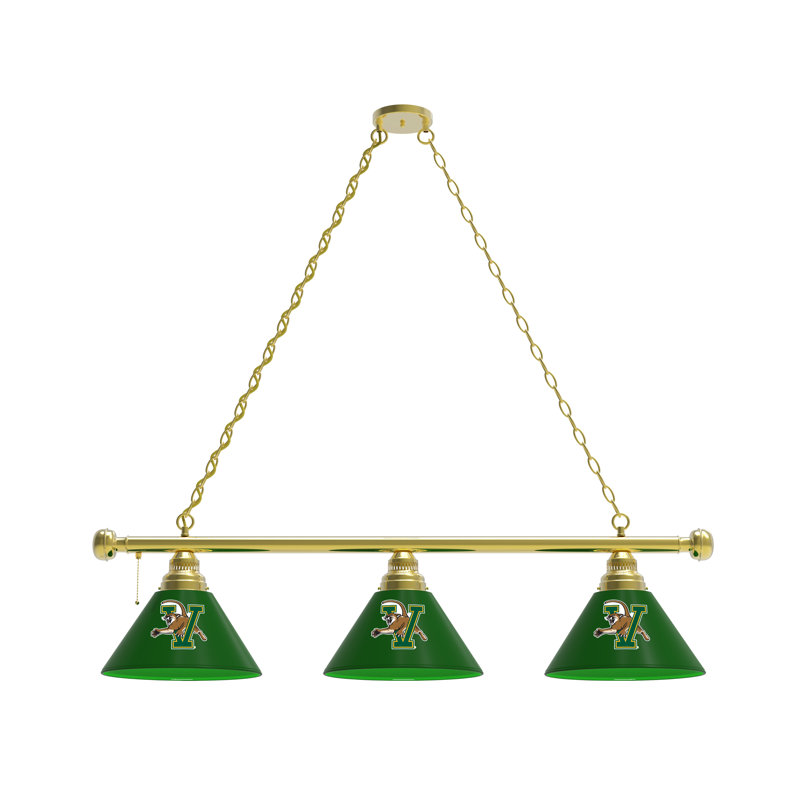 3 - Light Pool Table Lights Pendant, Brass, Vermont Catamounts