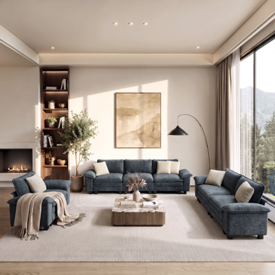 Ensemble de canapé modulaire rembourré 3 pièces, ensemble de canapé surdimensionné avec canapé, causeuse et fauteuil